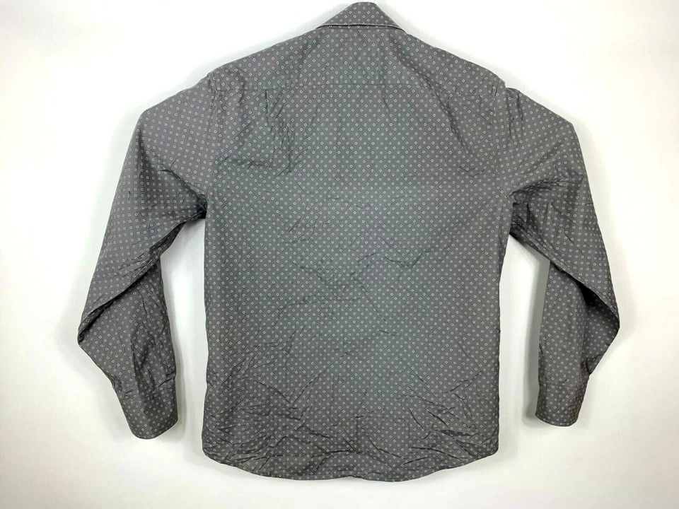 Club Monaco Shirt Mens Medium Long Sleeve Gray Printed Design - Image 4 of 4