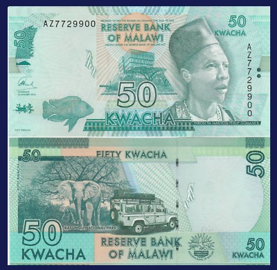 elephant Malawi P64 50 Kwacha safari jeep // bank UV /& watermark images UNC
