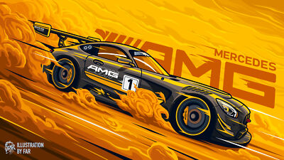 Anime digital art artwork illustration vehicle car Play Gaming Mat Desk