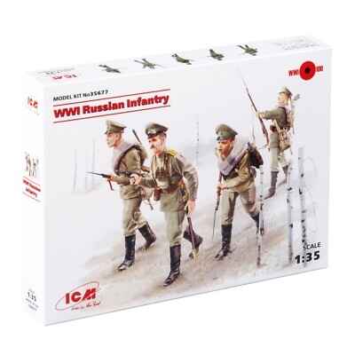 ICM Models 1:35 Scale WWI Russian Infantry Figures Kit – With Weapons & Equipment
