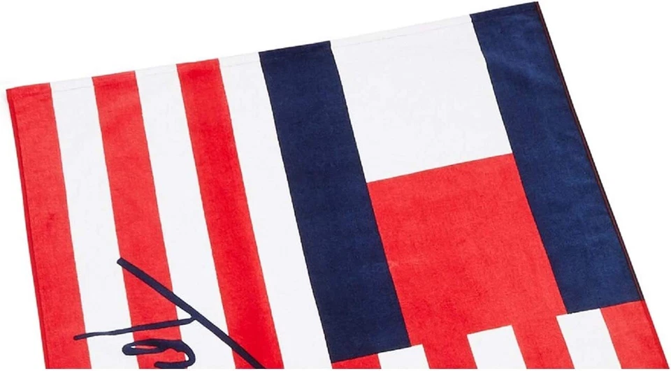 Toalla de playa TOMMY HILFIGER banderas y rayas 100 % algodón 35" x 66" - NUEVA Foto 2 de 2