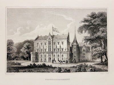 Antique etching steel engraving 1837 Reinhardbrunn pictures illustration castle