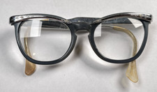 Vintage Alum black and silver horn rim Cats eye floral eyeglasses frames