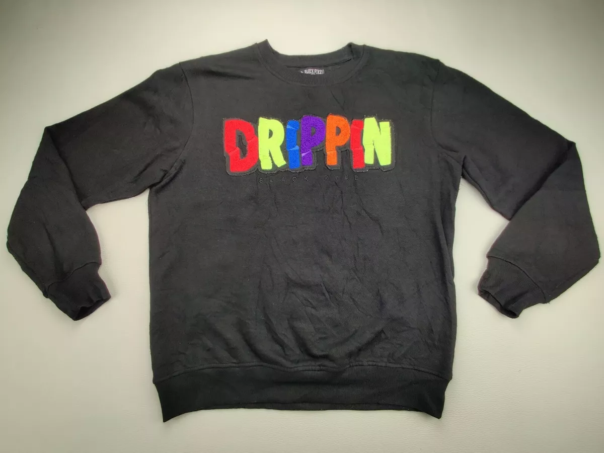 Black Pike Drippin Colorful Hip Hop Pullover Black Sweater Adult Sz Medium