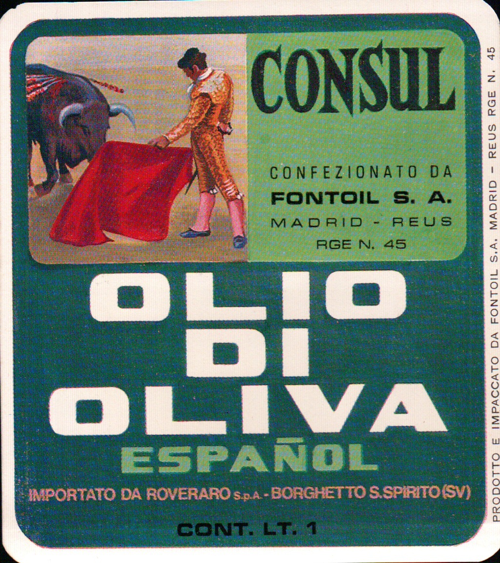 ETICHETTA OLIO DI OLIVA ESPANOL - CONSUL - MADRID - ROVERARO BORGHETTO (GIO-10)