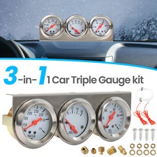 Triple Gauge Set 252mm Car Water Temp Oil Pressure Voltmeter Gauge Kit 3 In 1.