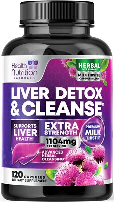 Liver Cleanse Detox 1104mg Milk Thistle Dandelion Support Capsules