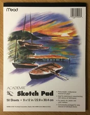 2PK Mead Sketch Pad (9" × 12") 50 Sheets - Heavyweight & Textured New