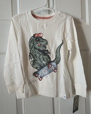 TOMMY BAHAMA BOY'S LONG SLEEVE SKATEBOARD DINOSAUR T-SHIRT, SIZE 4T