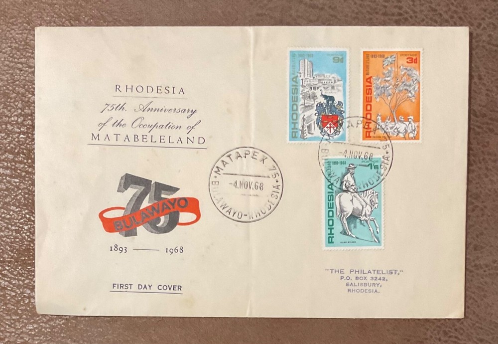 1968 Bulawayo Rhodesia First Day Cover FDC Royal Philatelic society set