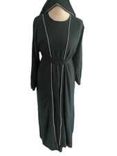 Ladies 4 piece Crepe Jacket Open Diamante Abaya Jilbab Maxi in Green 52,54,56,58