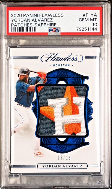 2020 Panini Flawless Patches #P-YA Yordan Alvarez Sapphire 13/15 PSA 10 Gem Mint