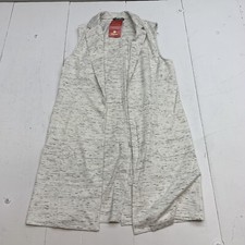 Allison Joy Ivory Marble Longline Sleeveless Open Front Vest Women’s Size Large