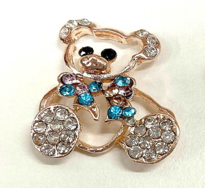5 Roségold Kristall Teddybär Diamant Strass Verzierung ca. 2,7 cm x 2