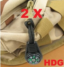 2X ZIPPER BUTTON COMPASS PULL EXPLORER SAS BUSHCAFT MAP READING COMBAT SURVIVAL