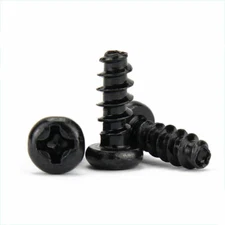 M1.4 - M4 Phillips Round Head Self Tapping Screws Black Zinc Bolts Flat Tail