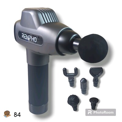 RENPHO C3 Percussion Massage Gun with 6 Heads + Carry Case (Titanium Grey)