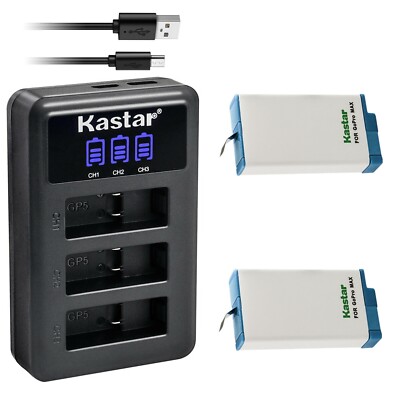 LED3 Charger & 2 battery for GoPro MAX 360 Waterproof Action Camera