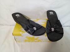 Yellow Box Black Wedge Sandals Sz 8.5 Jeweled Geometric Sparkle Rhinestone NIB