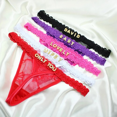 Maßgeschneiderte Tanga Höschen mit Namen Strass Buchstaben Tangas G-String SEXY - Bild 6 von 9