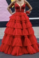 Red Sherri Hill 56102 prom dress size 12
