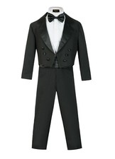 Boys Slim Fit Tuxedo 5pc set coat,Cummerbund,striated pant,Tuxedo shirt,bowtie