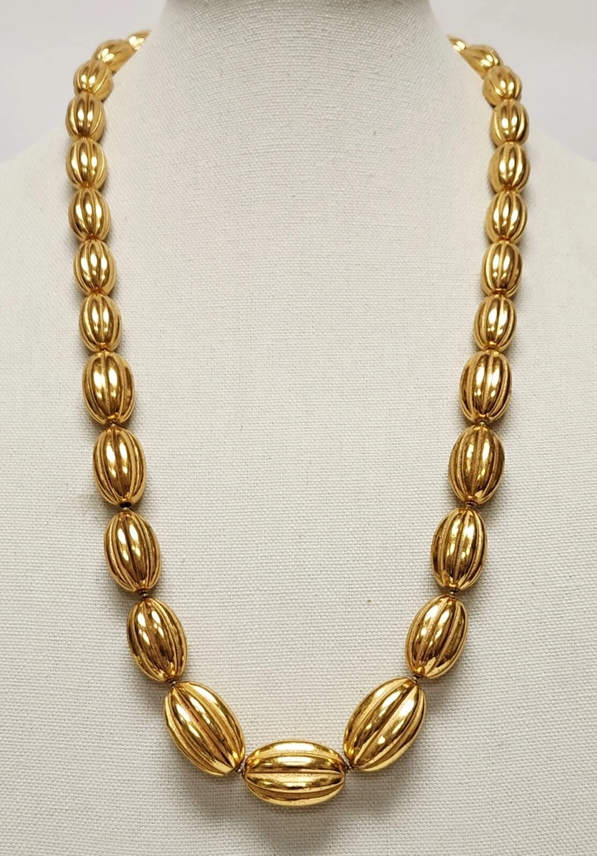 Graduated gold bead necklace sale