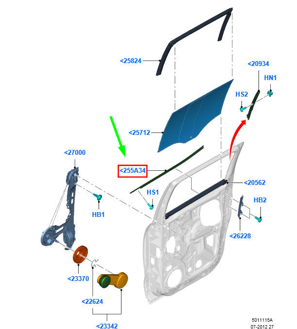 FORD RANGER T6 MK1 Rear Left Door Window Molding Trim 2450989 NEW 