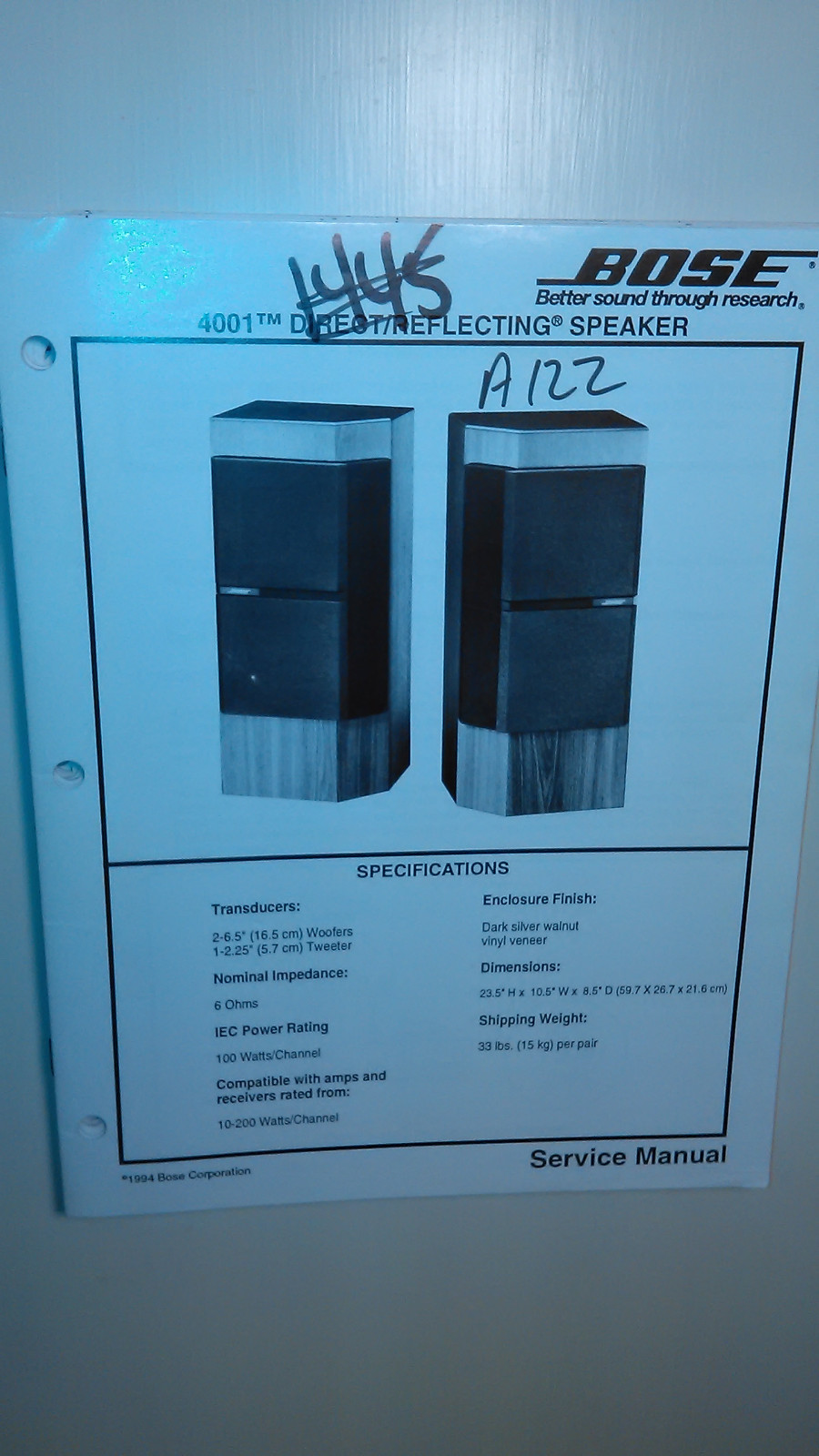 Bose 4001 service manual original repair book stereo speaker system