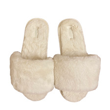 NEW SKIMS The Slide Faux Fur Slipper in Bone Size 35  US 4-4.5