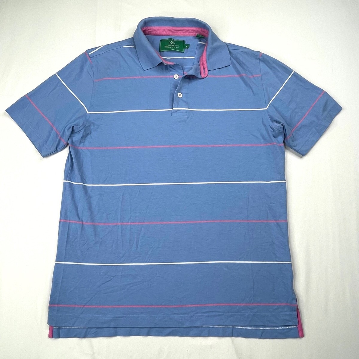 Southern Tide Polo Shirt Mens Medium Blue Stripes Skipjack Pima