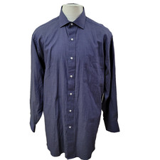 Tommy Hilfiger Regular Fit Men's Size L Blue Herringbone Dress Casual Shirt