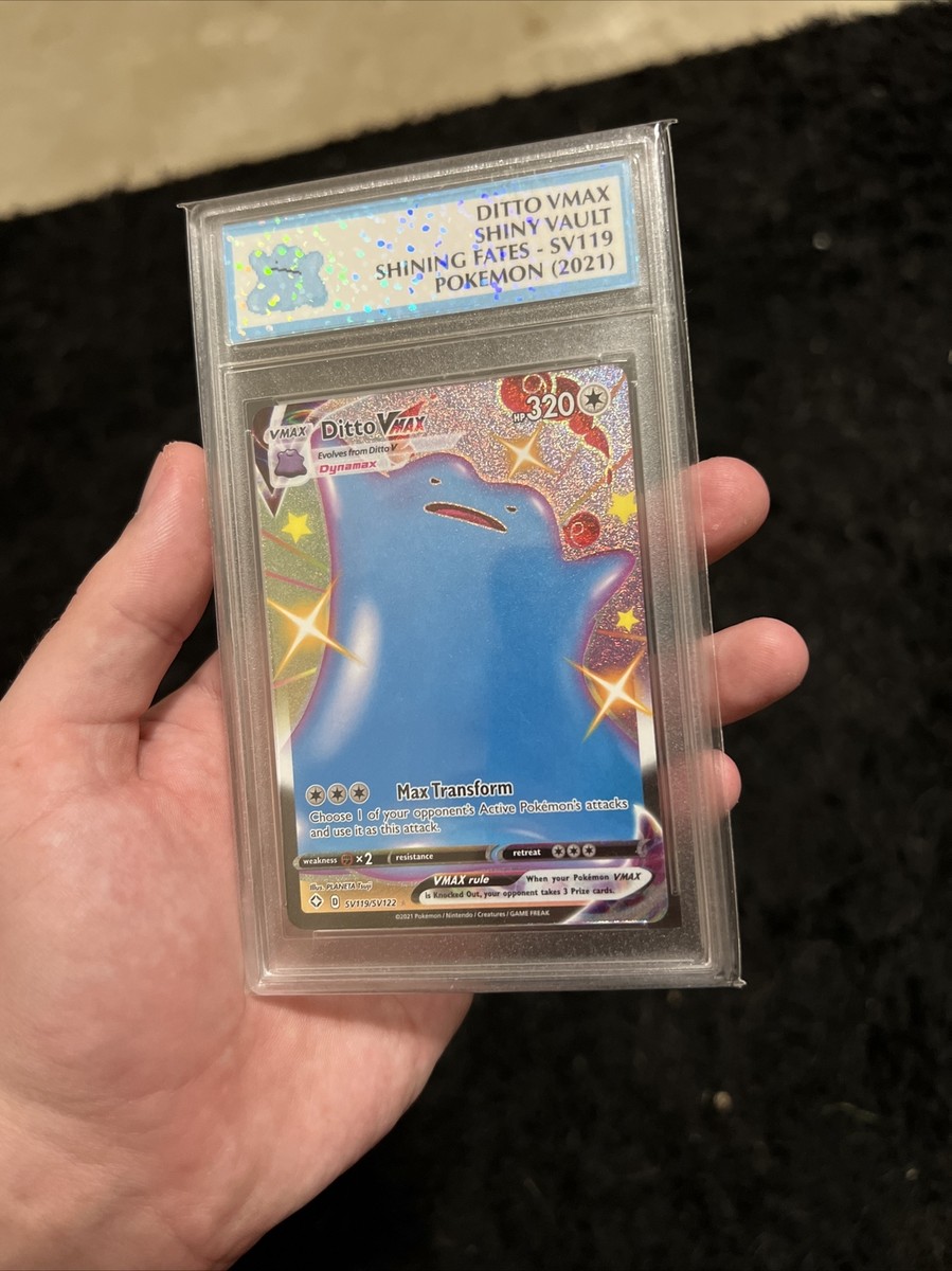 ditto vmax pokemon card CGC 9.5 Gem Mint 051/072 [Colorless][Colorless][Colorless] Max Transform Choose 1 of your opponents Active Pokemons attacks and use it as this attack. Ditto GX gmax vmax gigantamax