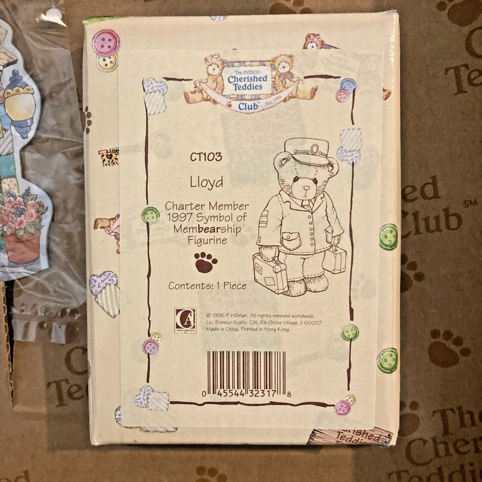 Cherished Teddies 1997 Membearship kit W/figurine “Lloyd”
