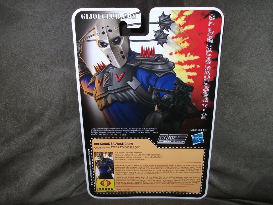 G.I.JOE DREADNOK KAOS CLUB 2018 EXCLUSIVO COMO NUEVO C9++ FSS 7,0 con estuche estrella sin usar, en paquete Foto 2 de 2