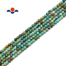 Natural Genuine Turquoise Smooth Round Beads Size 4mm 15.5'' Strand