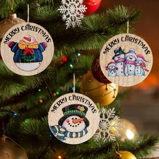 8PCSPersonalised Wood Christmas Bauble Xmas Tree Decoration for Family Gift 2024