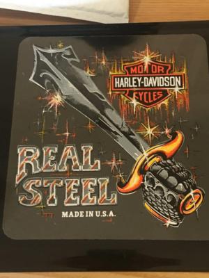 HARLEY DAVIDSON REAL STEEL B&S DECAL XLG 8'' X 7.5'' (INSIDE)WINDOW NEW