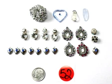 22 Czech &Swarovski Crystal Rhinestone Heart Pendant Settings, Ring Findings Lot