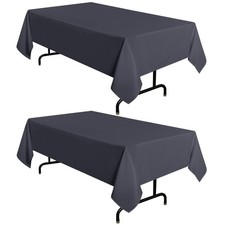 2 Pack Dark Grey Tablecloth 60 x 84 Inch, Rectangle 4 Feet Table Cloth - Stai...