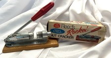 Vintage Reed’s Rocket Pecan Nut Cracker Metal With Wood Base Made In USA R-300