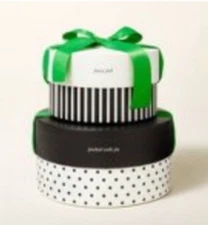 Kate Spade Round Gift Box Set - Black, Green, White - New In Package