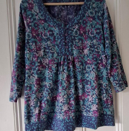Ladies DASH Blue Floral Print Tunic Top EU 42 UK 14 - Picture 2 of 4