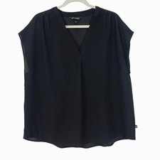 Banana Republic Sheer Black V-Neck Blouse