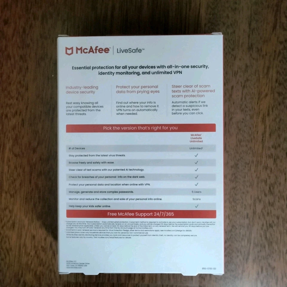 McAfee LiveSafe 2025 Unlimited Devices, Antivirus Internet, 1 Year, Sealed Box! - Image 2 of 4