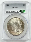 1922-P $1 Peace Dollar CAC MS63 90% Silver Philadelphia US Coin