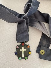 Vtg Grand Cross of Color Masonic Order of Rainbow Medal Pendant on Ribbon w Case