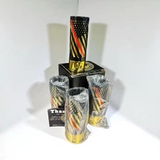 Set of 4 Shotgun Shell Shot Firefighter Redline Flag Glasses -Old Southern Brass