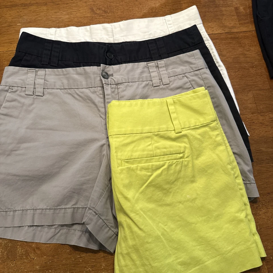 4 Pair Women J Crew, Loft, Ann Taylor Shorts Size 6 White Gray Black Lime - Image 2 of 4