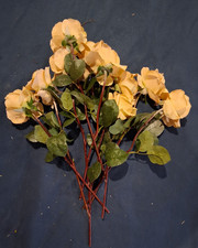 Lot of 10 Artificial Peach Rose Stems Faux Cottage Garden Rose Florals 18"